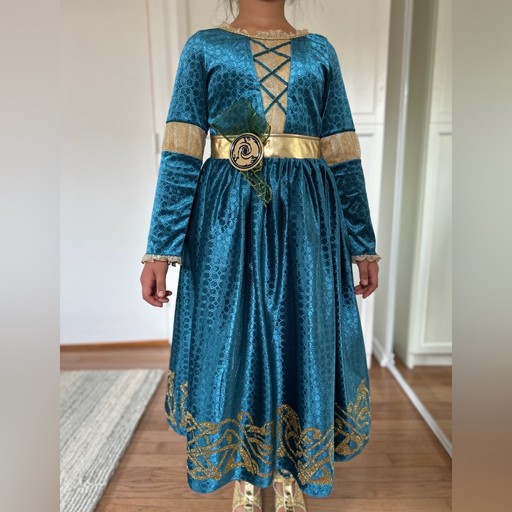 Disney Brave Merida costume dress - size 7/8 - teal and gold